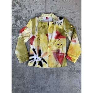 SANDY STARKMAN Women's Medium Bright Geometric Stitched Artsy Jacket Blazer